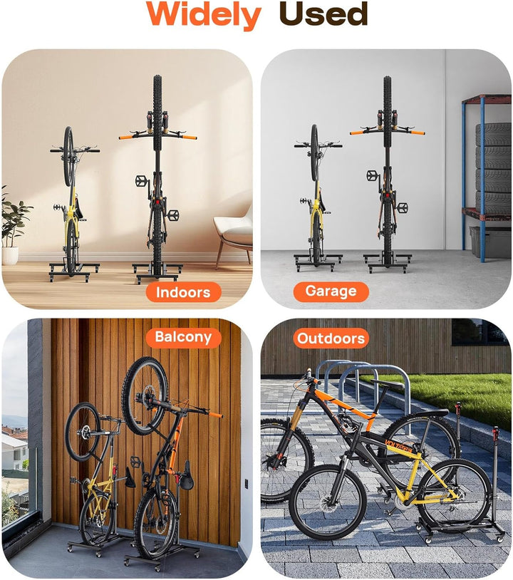 Housolution Vertikaler Fahrradständer mit Rädern, Freistehender Fahrradständer für Räder bis zu 29",
