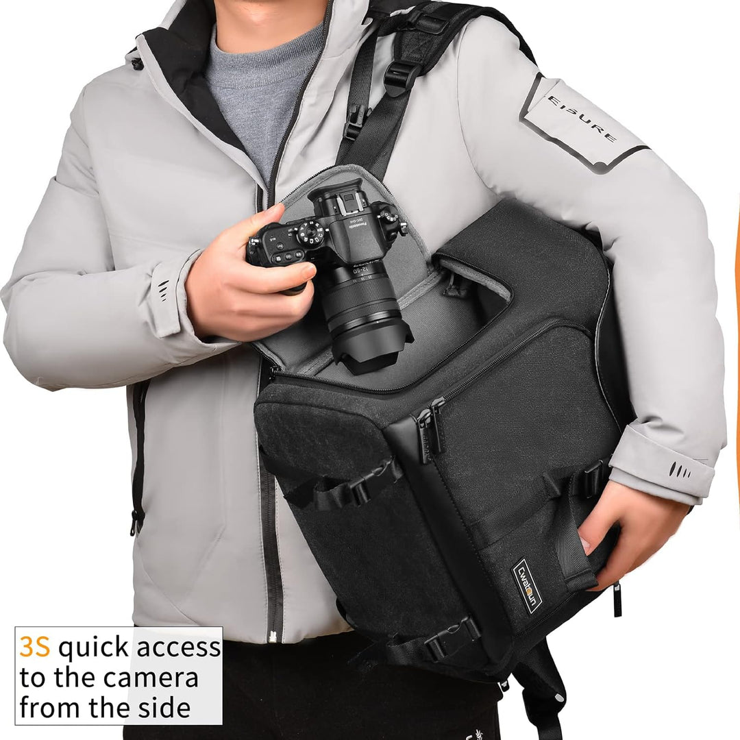 Cwatcun Kamerarucksack Tasche Canvas Professional für SLR DSLR spiegellose Kamera Canon Nikon Sony P
