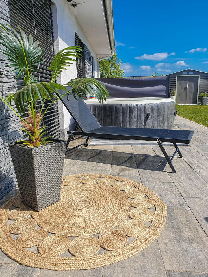 Sonnenliege Gartenliege mit Rollen Aluminium Textilbespannung Schwarz Portofino