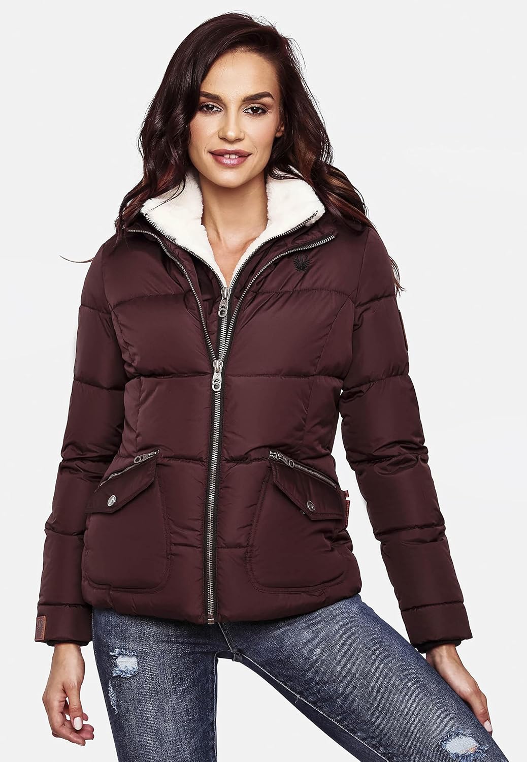 Navahoo Damen warme Winter Steppjacke Megan XS-XXL S Wine, S Wine