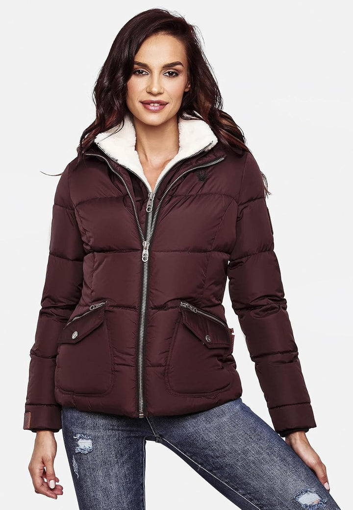 Navahoo Damen warme Winter Steppjacke Megan XS-XXL S Wine, S Wine