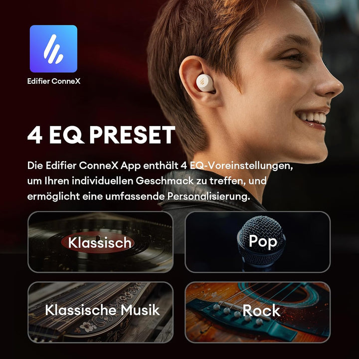 Edifier X3 Lite True Wireless Earbuds, KI-Anrufgeräuschunterdrückung, Bluetooth 5.3, IP55, Touch-Ste