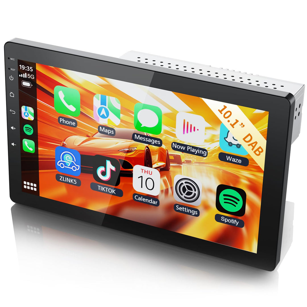 Haudio 1Din Autoradio, mit 10.1 Zoll drehbar Bildschirm,Kompatibel mit Wireless Apple CarPlay und An