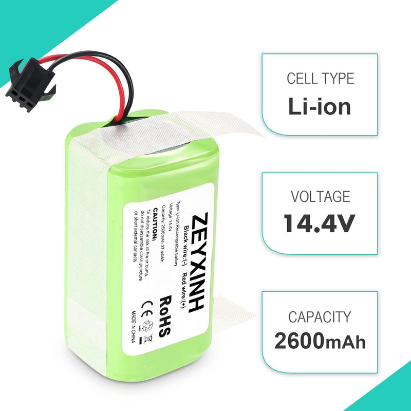 ZEYXINH 2600mAh 14.4V Li-ion Ersatzakku für Ecovacs Deebot N79 N79S DN622 RoboVac 11 11S 11S MAX 12