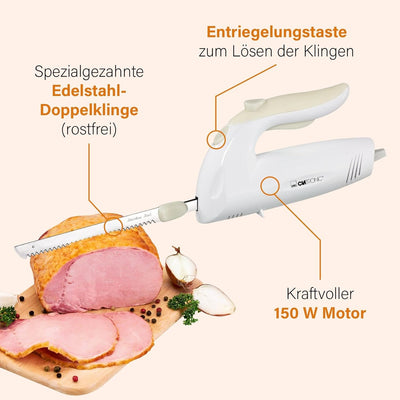 Elektromesser für Fleisch Brot mit Edelstahl Doppelklingen inkl Pflegetuch - Elektronisches Messer K