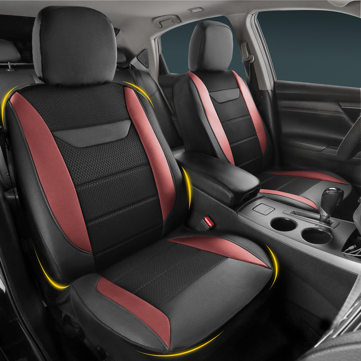 kingphenix 2er-Pack Vordersitzbezüge aus Memory-Schaumleder, Atmungsaktives 4D-Mesh, Airbag- kompati