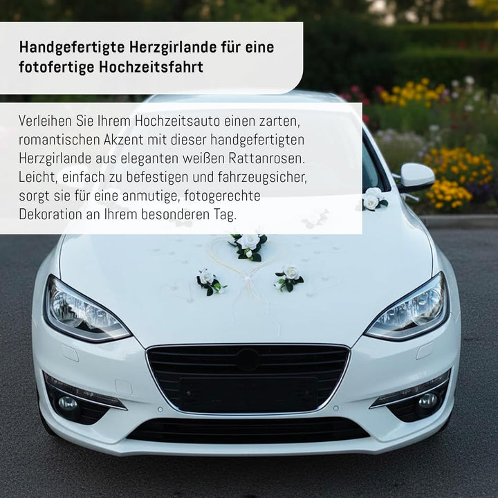 LIEBESHERZEN Braut Paar Rose Deko Dekoration Autoschmuck Hochzeit Car Auto Wedding Deko Girlande PKW
