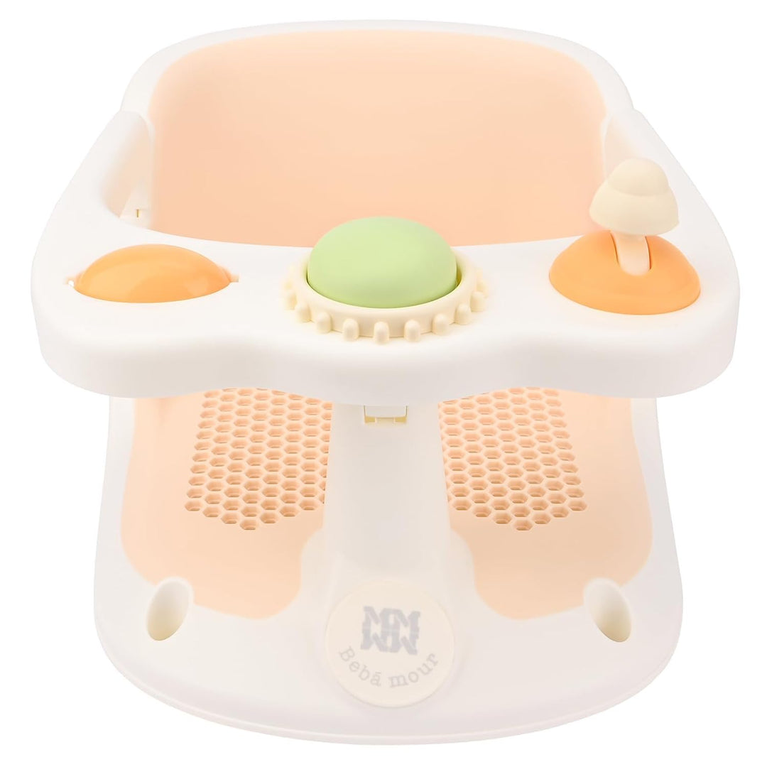 Bebamour Baby Badesitz 6 Monate+ Kind Badewanne rutschfest Baby Badesitz mit Spielzeug,Pink 2 Pink,