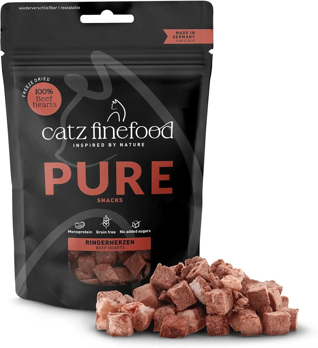Catz finefood Purrrrly No. 105 Rinderherzen, gefriergetrockneter Katzensnack/ Katzenleckerli, 6er Pa