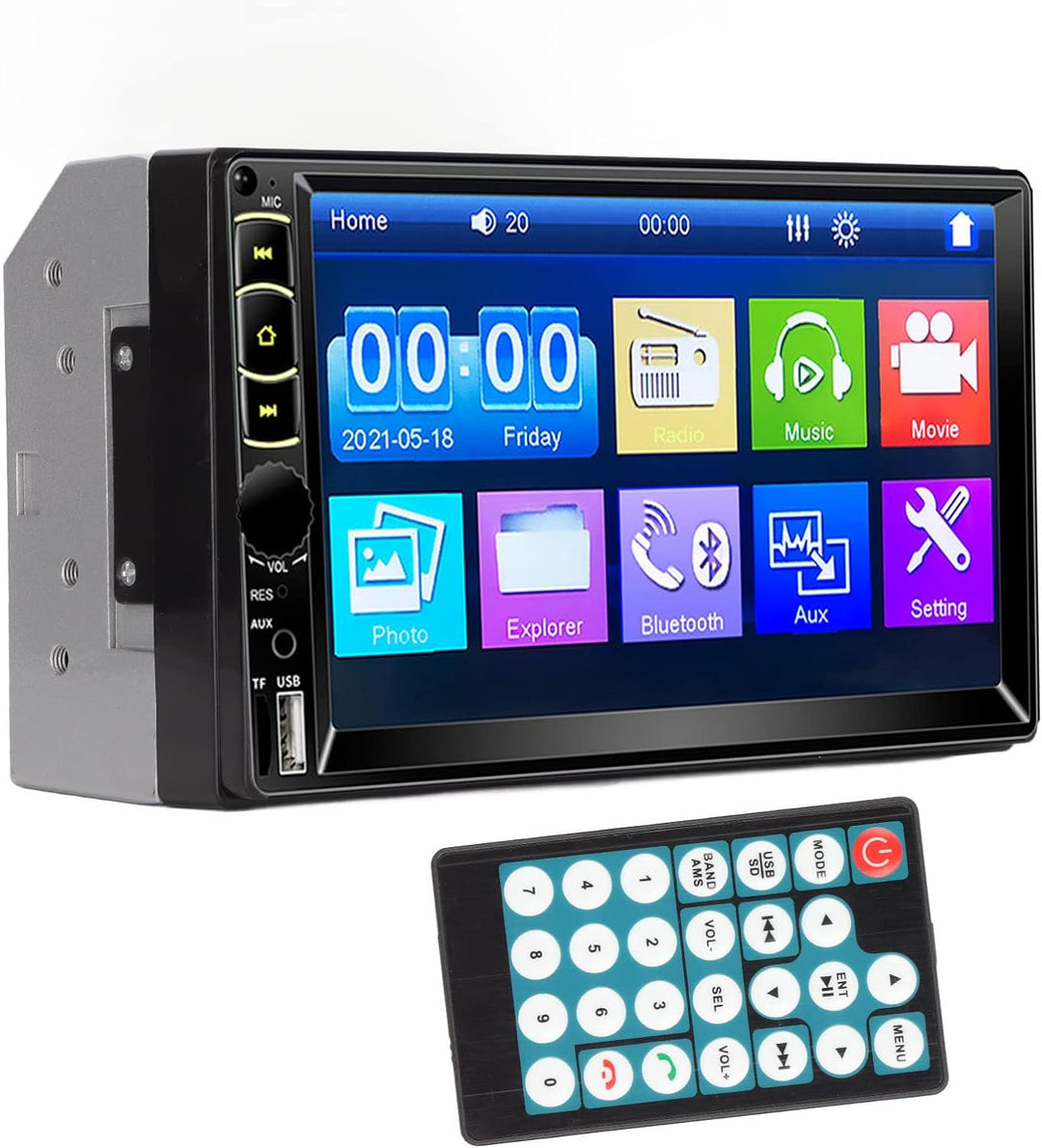 Bewinner 7 Zoll Doppel Din Autoradio, Bluetooth Autoradio MP5 Player mit Touchscreen, Freisprecheinr