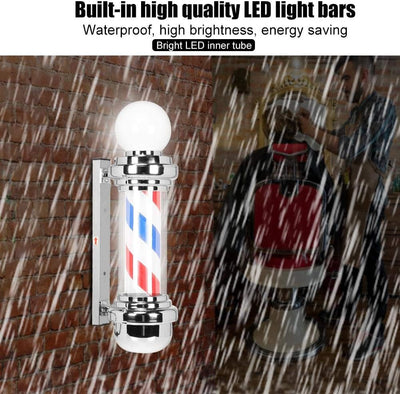 Barber Shop Pole (26,8 '') Rot Weiss Blau Rotierendes LED Licht Friseursalonschild Galvanisieren von