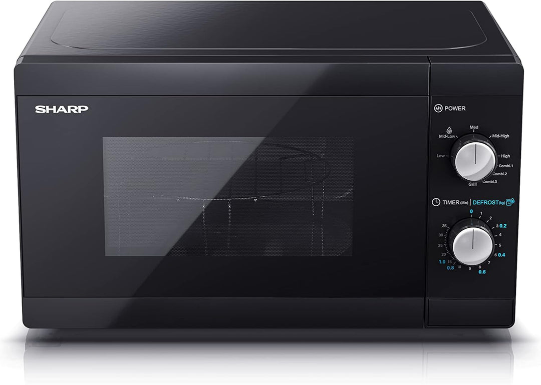 Sharp Mikrowelle YC-MG01E-B mit Grill 20L, 800W Mikrowellenleistung, 1000W Grill, Manuelle Steuerung