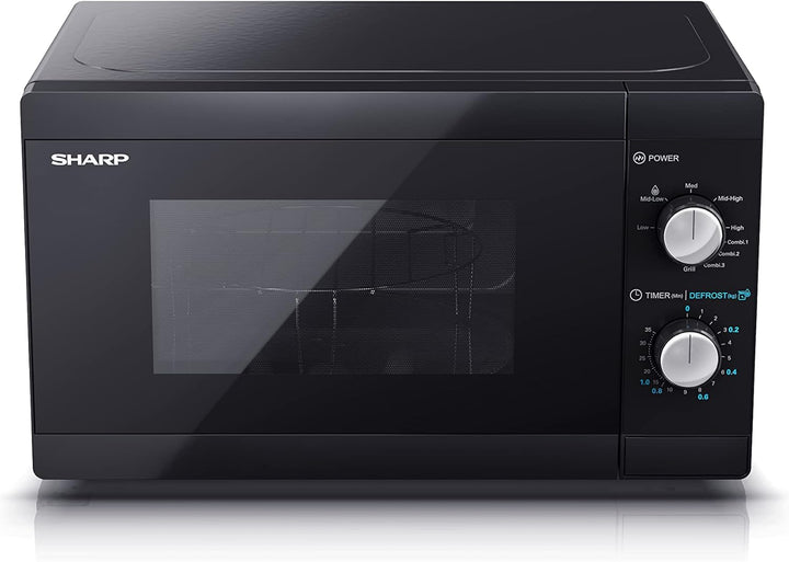 Sharp Mikrowelle YC-MG01E-B mit Grill 20L, 800W Mikrowellenleistung, 1000W Grill, Manuelle Steuerung