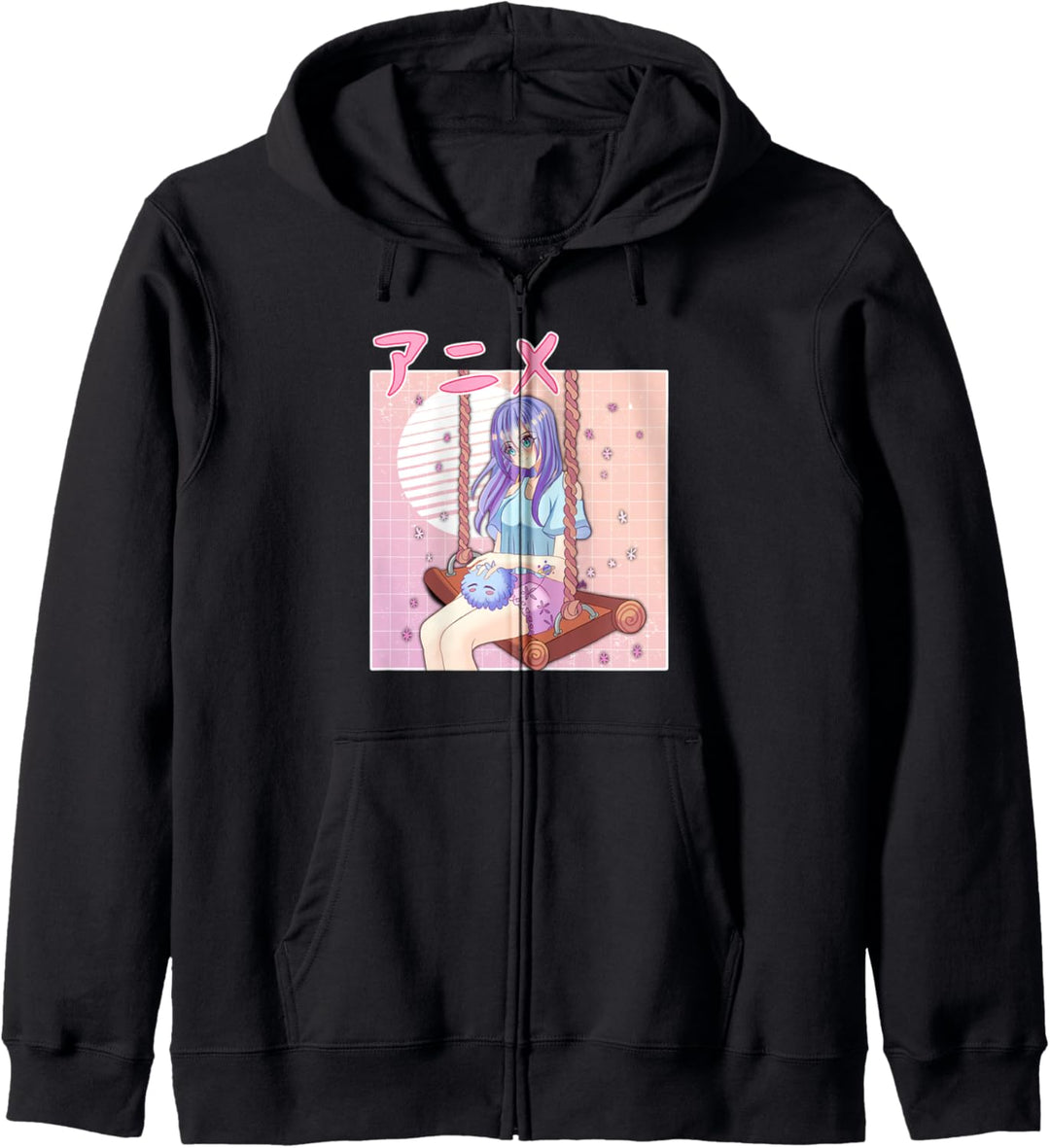 Anime Girl Retro Japanese Vaporwave Aesthetic Pink Kapuzenjacke