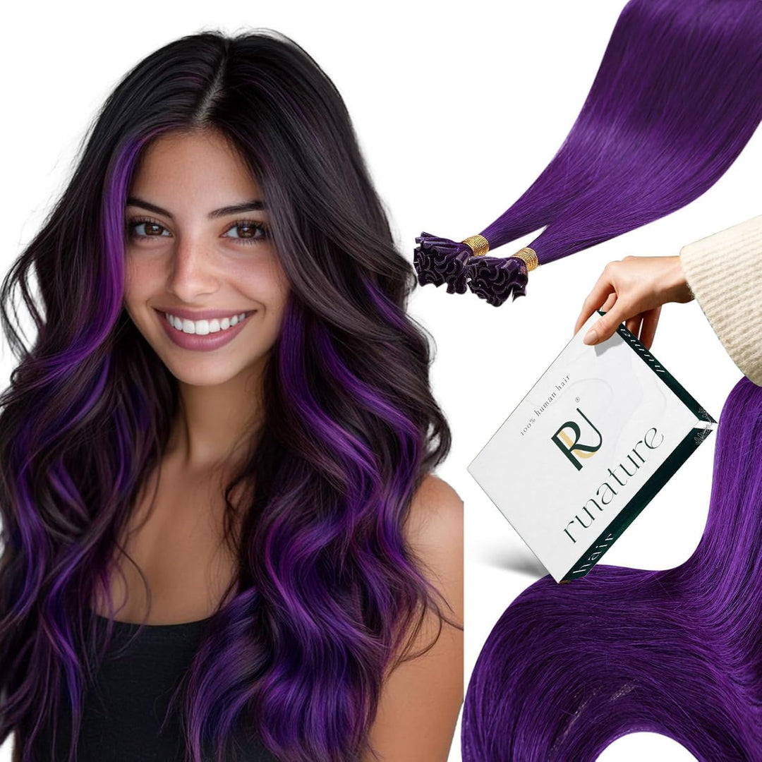 RUNATURE Echthaar Extensions Bondings Lila Pre Bonded U Tip Keratin Extensions Echthaar Fusion Kerat