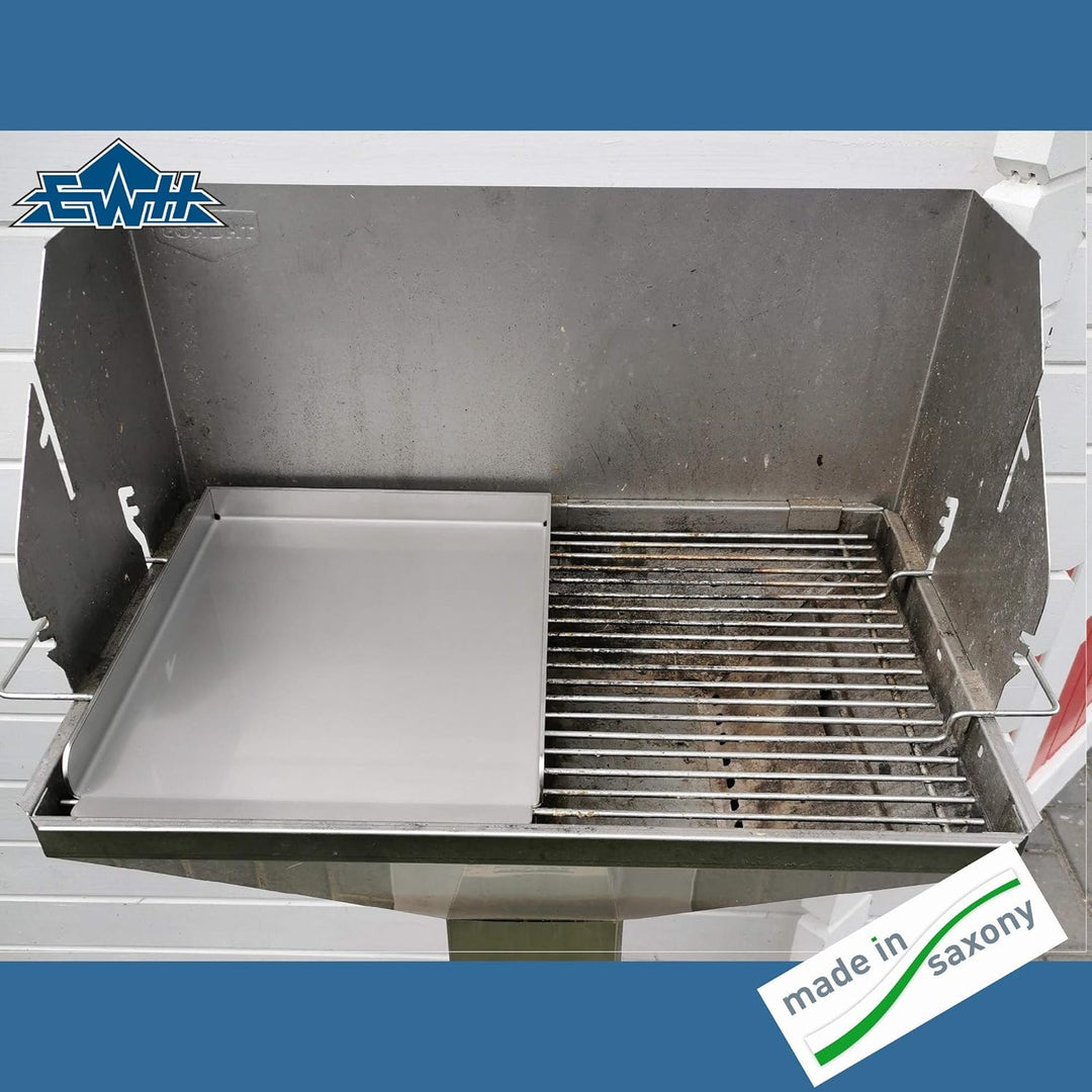 EWH Premium BBQ Grillplatte Plancha aus 4 mm Edelstahl 1.4301 Grösse: Thüros T4 39 x 30 cm mit optio