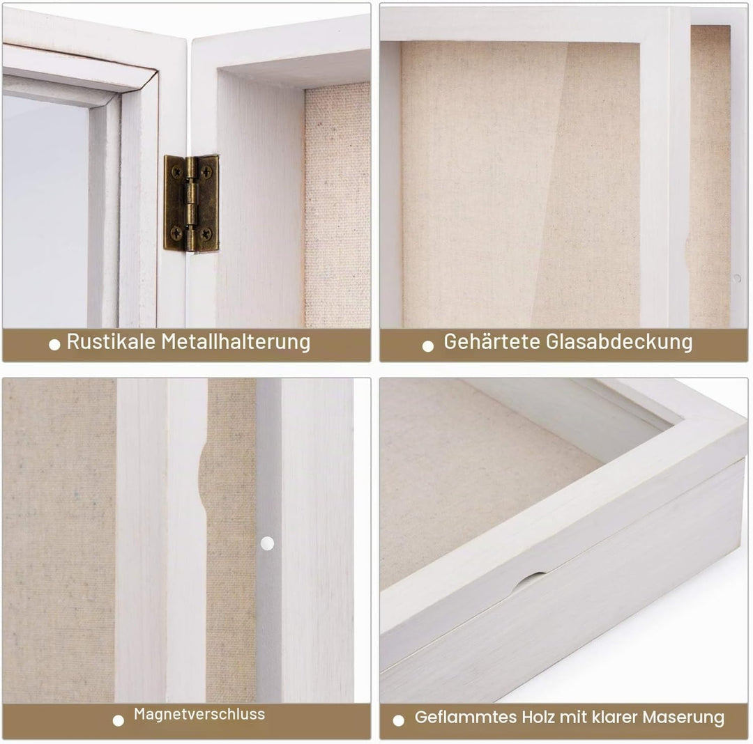 Love-KANKEI 3D Bilderrahmen 28 x 28 cm Holz Objektrahmen zum Befüllen Shadow Box Frame mit 8 Steckna