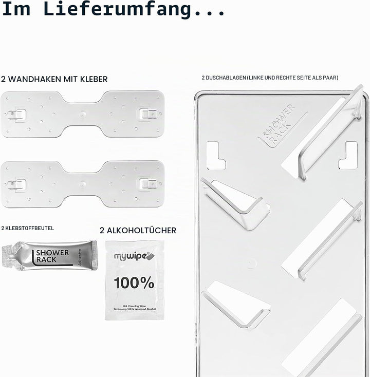 SBW Duschregal, rostfreier Dusch-Organizer – Wandhaken zum Aufkleben – zum Aufbewahren von Badezimme