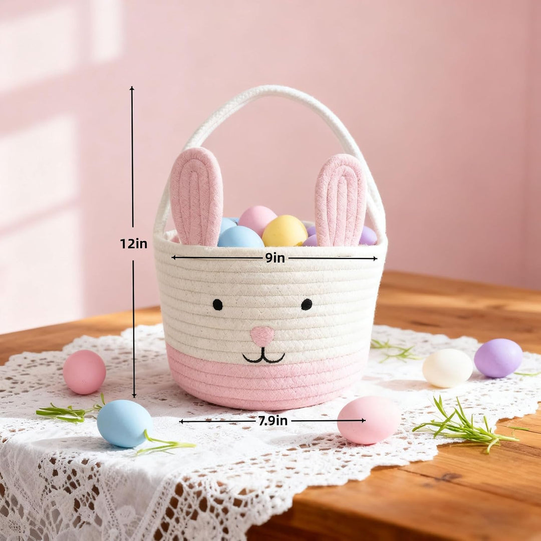 Osterkorb, Osterhasenkorb mit Griff, Osterkörbe für Kinder, Baby-Geschenkkorb, Eiereimer, Geschenke,