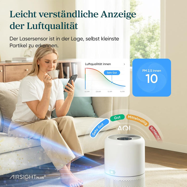 LEVOIT Luftreiniger Allergiker mit H13 HEPA Luftfilter gegen 99,97% von Schimmel Staub Pollen, Luftq