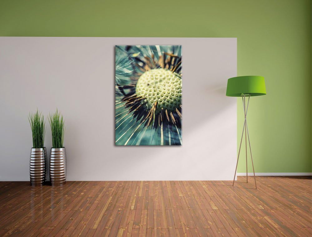 Pixxprint Pusteblume, Format: 100x70 auf Leinwand, XXL riesige Bilder fertig gerahmt mit Keilrahmen,