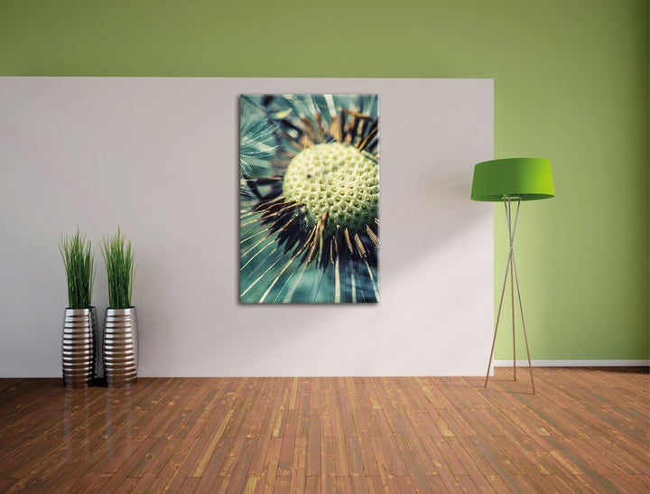 Pixxprint Pusteblume, Format: 100x70 auf Leinwand, XXL riesige Bilder fertig gerahmt mit Keilrahmen,