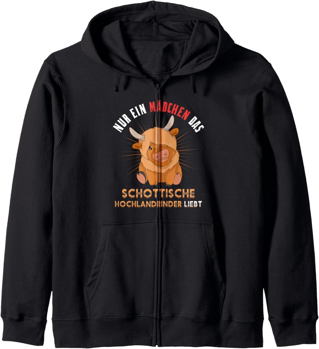 Schottisches Bauernhof Tier Hochlandrind Damen Mädchen Kapuzenjacke
