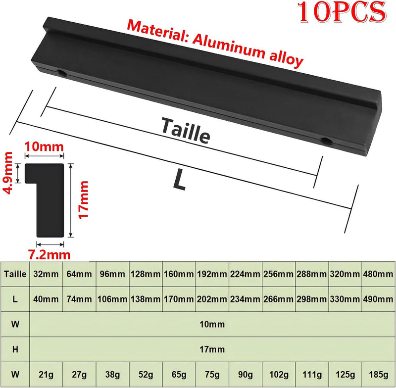 Qrity 10x Möbelgriffe Lochabstand 32mm Türgriffe Küche Stangengriff Schrankgriffe Schubladengriffe K