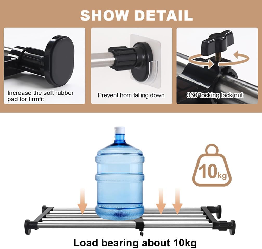 Hershii Erweiterbare Schrankspannregalstange, verstellbares Metallregal, Schrank-Organizer, DIY-Tren