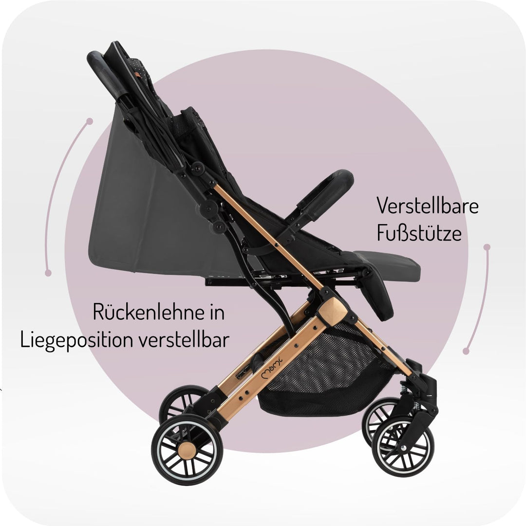 MoMi ESTELLE Kinderwagen ab 6. Monat (bis 15 kg), klappbarer Buggy mit 5-Punkt-Sicherheitsgurt, Eink