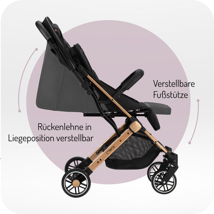 MoMi ESTELLE Kinderwagen ab 6. Monat (bis 15 kg), klappbarer Buggy mit 5-Punkt-Sicherheitsgurt, Eink