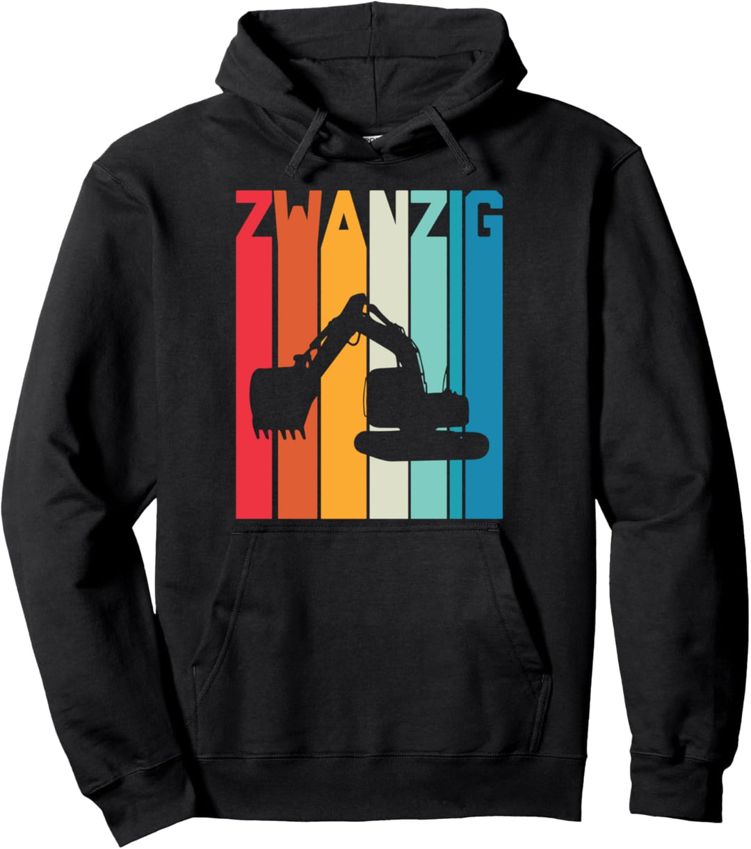 20. Geburtstag Retro Bagger Junge Baustelle Bauarbeiter Pullover Hoodie