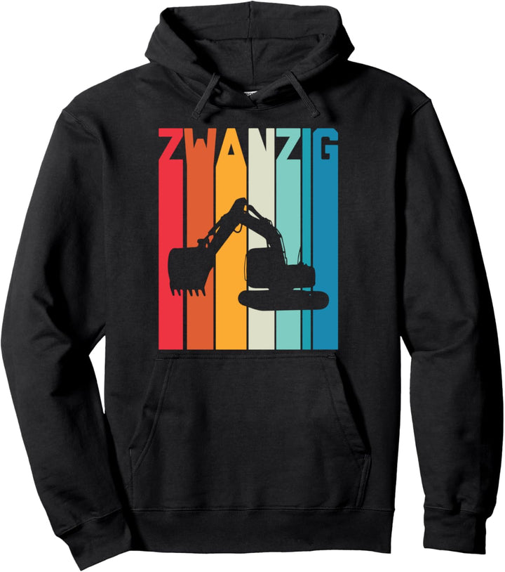 20. Geburtstag Retro Bagger Junge Baustelle Bauarbeiter Pullover Hoodie