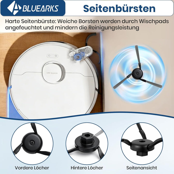 Bluearks 24 Stück Zubehör für Dreame D20 Pro Plus Saugroboter, Bestehend Aus 2 Hauptbürste,4 Wischtü