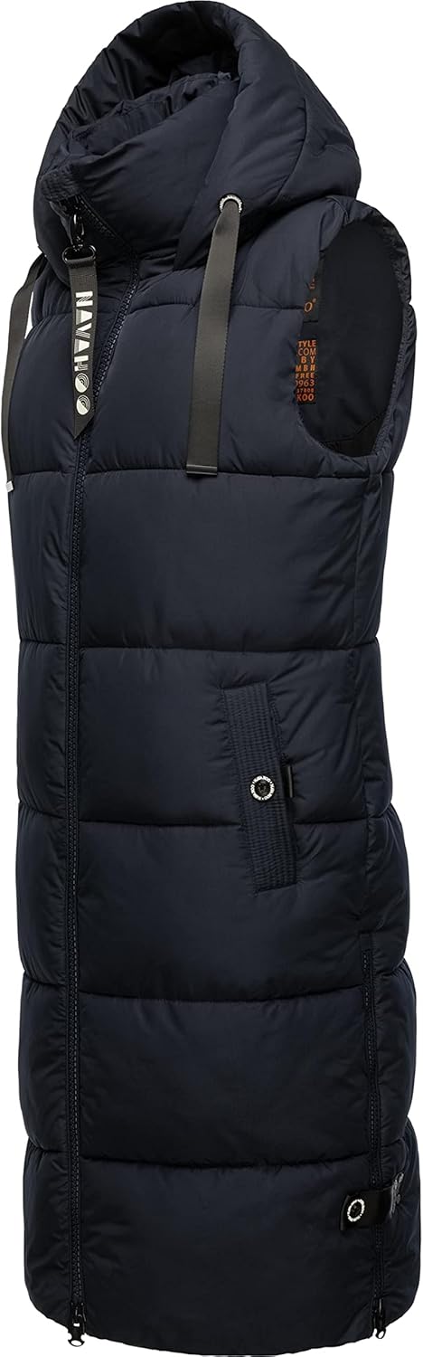 Navahoo Damen ärmellose Lange Outdoorweste warme Winterjacke Schnuffelchen XS-3XL XS Navy, XS Navy