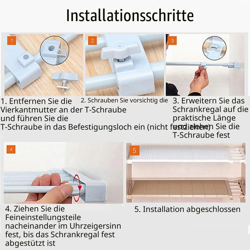 JONASHER Ausziehbares Schrankregal Spannstange Verstellbarer Kleiderbügel DIY Schrank Aufbewahrung H