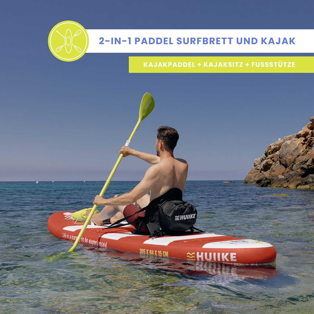 HUIIKE Stand Up Paddling Board mit Zubehör, Paddel, Finnen, Pumpe. Paddle Sup Board Aufblasbar Hohe