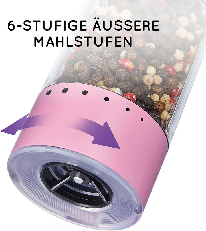 Flendy Salz und Pfeffermühle Elektrisch 2er Set, Elektrische Salz und Pfeffermühle Set mit USB-C Lad