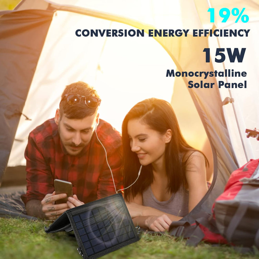 Jadeshay Solar Ladegerät USB, 15W Solar Ladegerät Faltbares Solarpanel Tragbares Solar Panel Handy L
