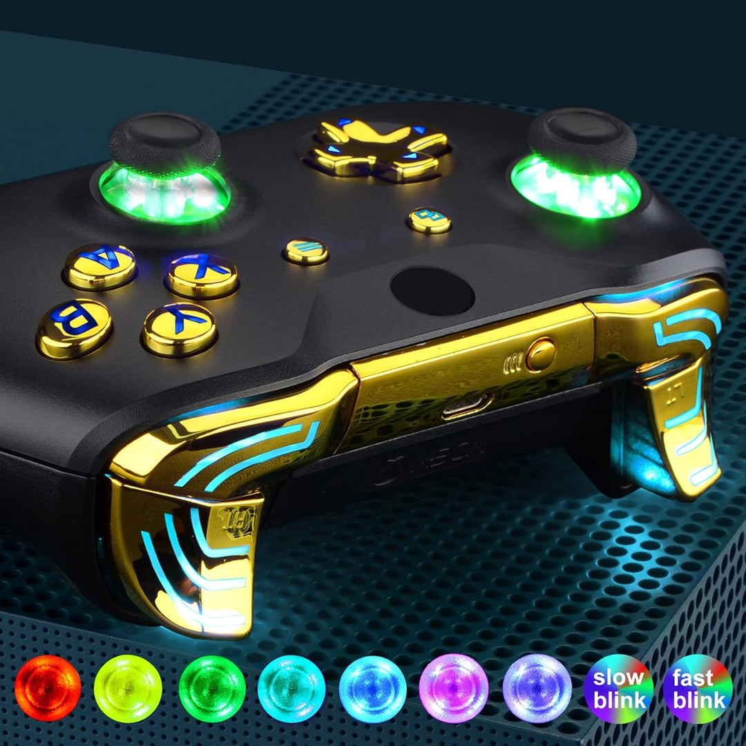 eXtremeRate DTF2.0 LED Kit für Xbox One S/X Controller, LED Leucht Kabel & Ersatz Symbol Knöpfe Set,