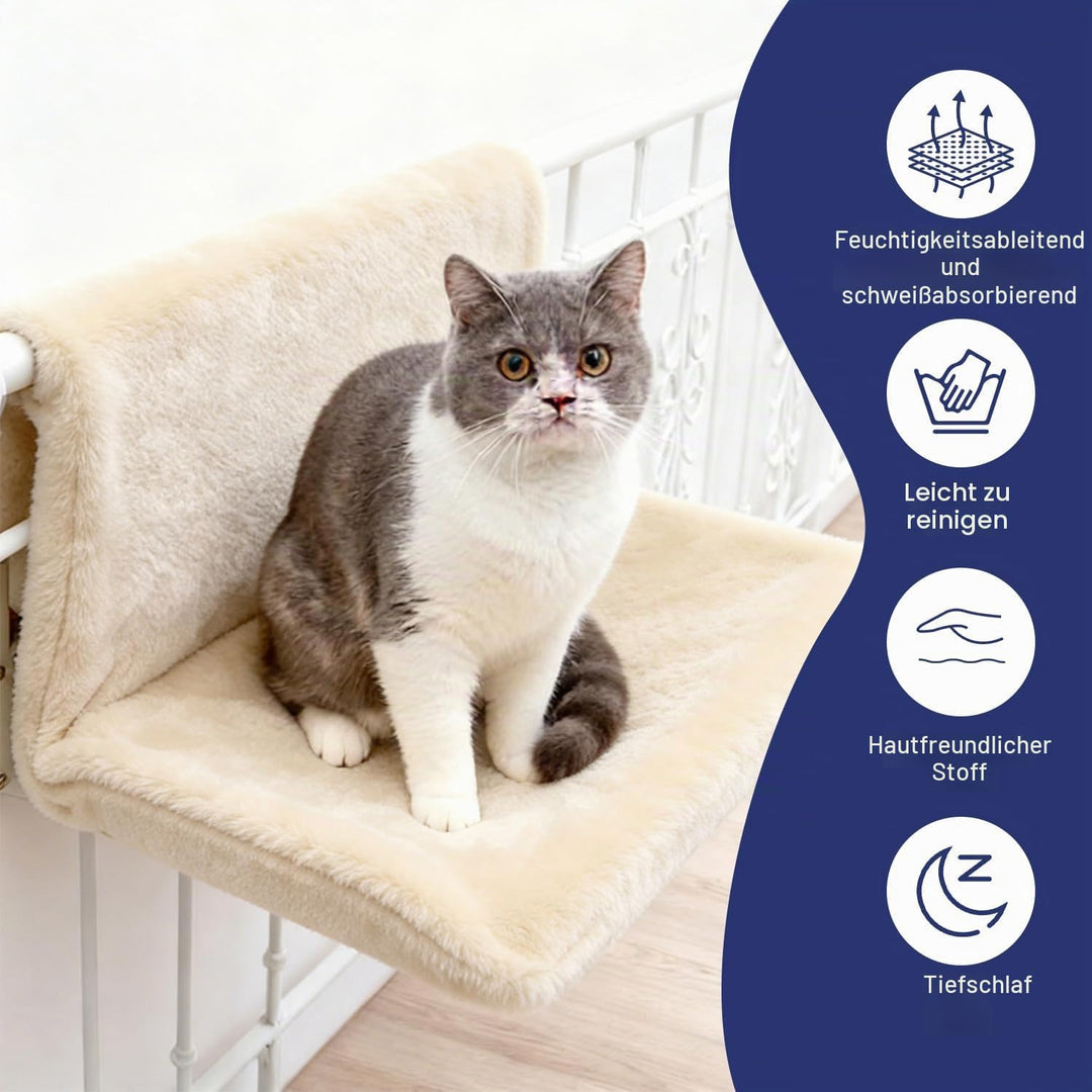 Katzenbett Heizun, Heizkörperbett für Katzenmit weichem Plüsch, Katzenheizungsliege Katzenhängematte