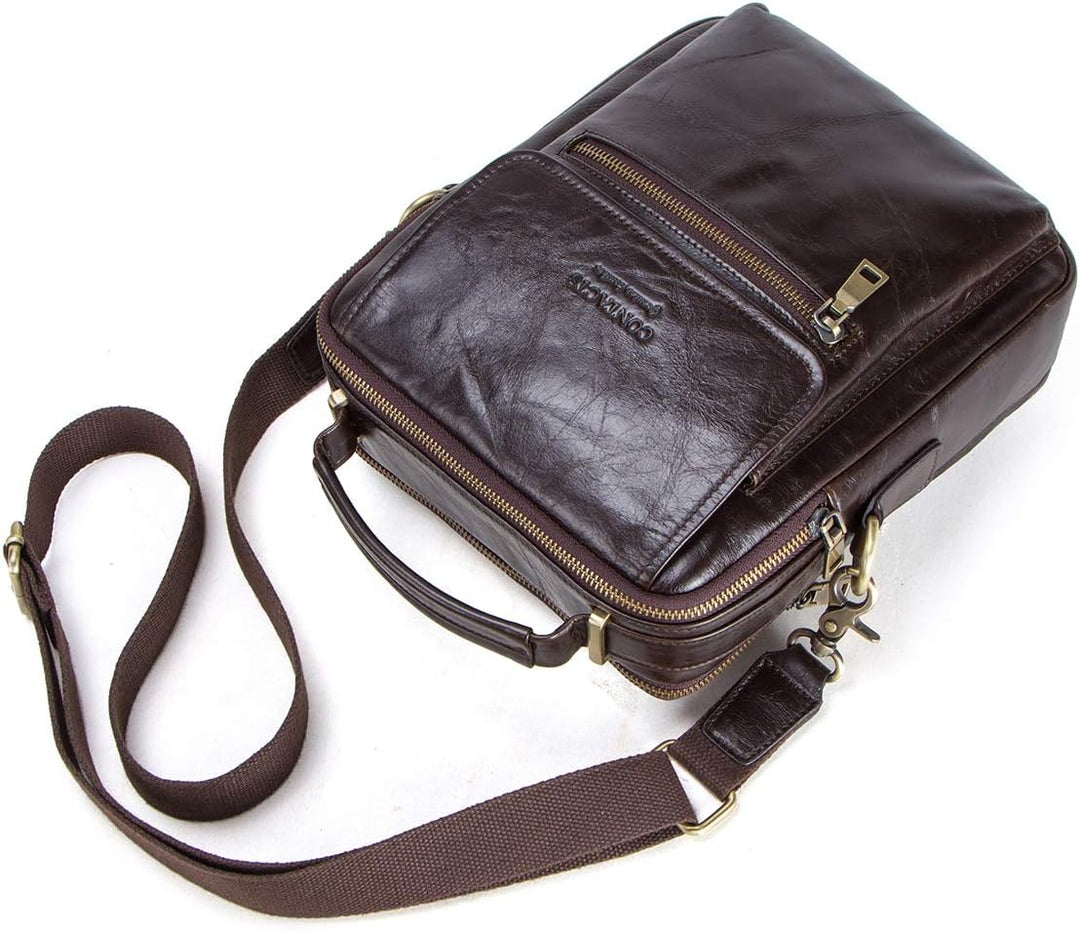 Contacts Männer Kleine Leder Messenger Bag, Echtes Leder Crossbody Tasche Schulter iPad Tasche Reise