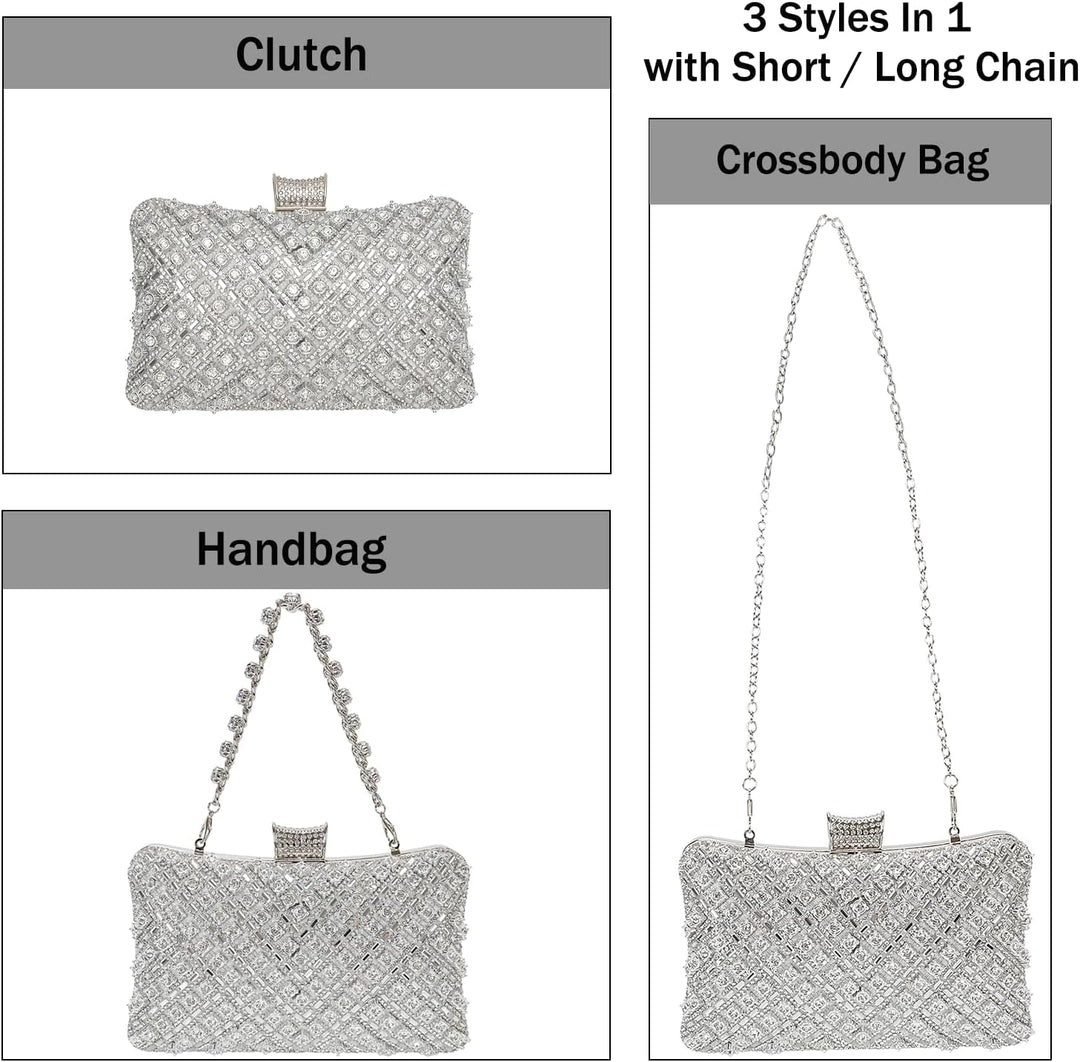 Vintage Clutch Damen, Glitzernde Kleine Abendhandtasche Schultertasche für Hochzeit, Party und Ball