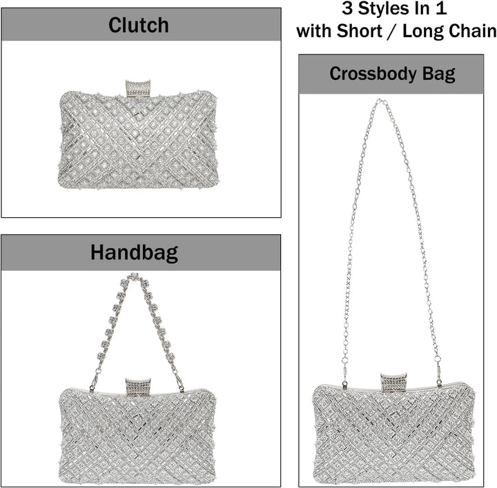 Vintage Clutch Damen, Glitzernde Kleine Abendhandtasche Schultertasche für Hochzeit, Party und Ball