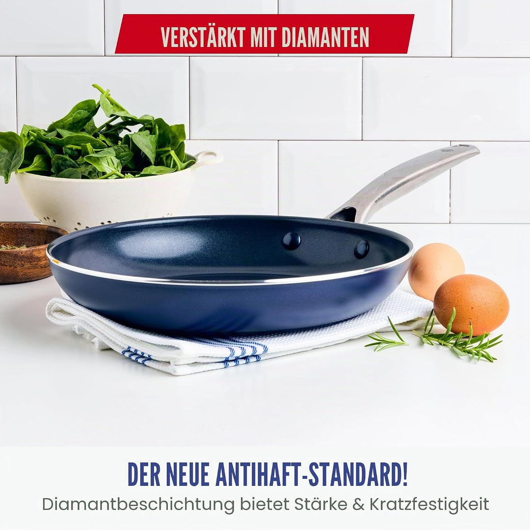 Blue Diamond Cookware Diamantstruktur Keramik Antihaft, 26 cm Bratpfanne, Eierbratpfanne, PFAS-frei,