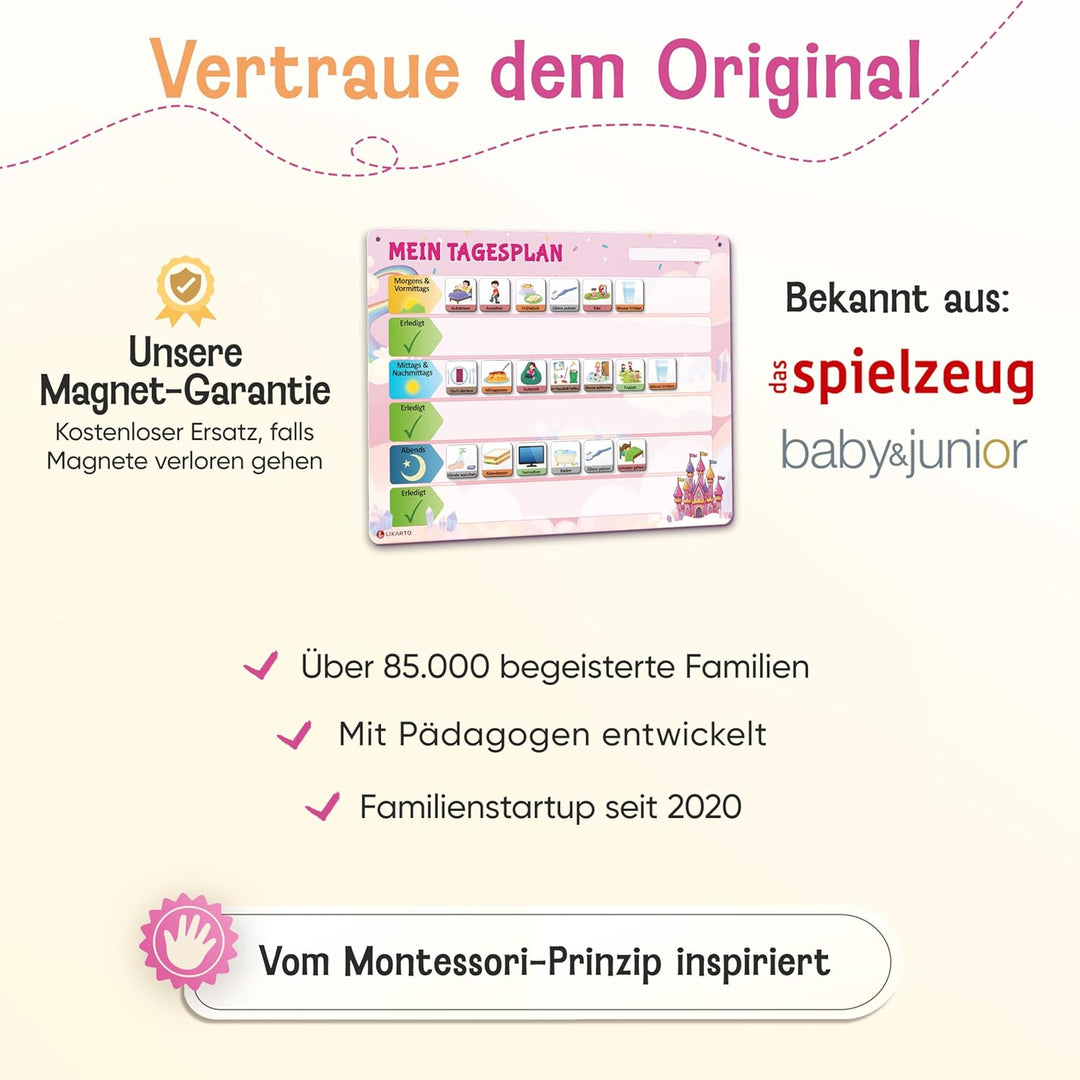 LIKARTO Routine Planer Kinder – [DAS ORIGINAL] – Montessori Aufgabenplaner & Magnettafel – individue