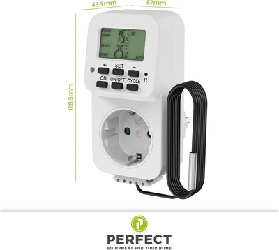 Perfect Steckdosen-Thermostat - Klimaregelung - 5-30°C - 3500W - 230V/16A - für Heiz- und Kühlgeräte