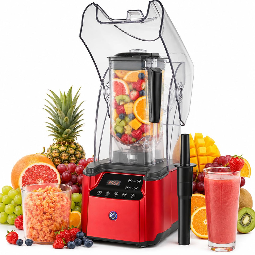 Entsafter‚ Slow Juicer 2200W, 2,2L Hochleistungsmixer mit Schallschutzhaube, Leiser Smoothie Mixer m