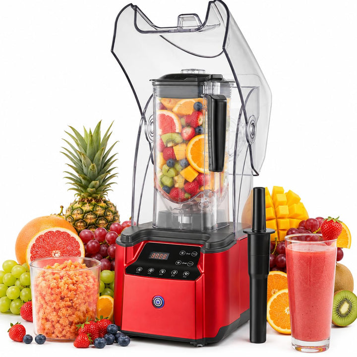 Entsafter‚ Slow Juicer 2200W, 2,2L Hochleistungsmixer mit Schallschutzhaube, Leiser Smoothie Mixer m