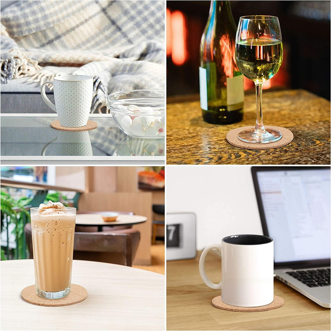 Untersetzer aus natürlichem Kork, Holz, Getränkeuntersetzer, Tee-, Kaffee-, Tassen-Matte, saugfähig,